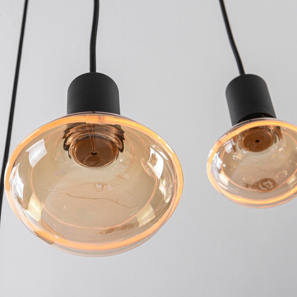 6-lichts industriële hanglamp Nivelle inclusief dimbare E27 lampen - zwart