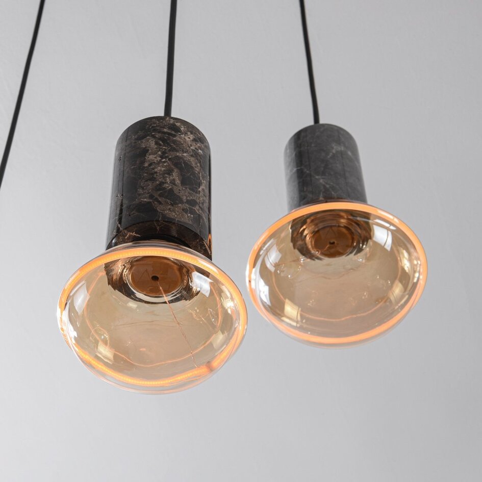 Hanglamp Caverna 6-lichts met dimbare E27 lampen en marmeren details