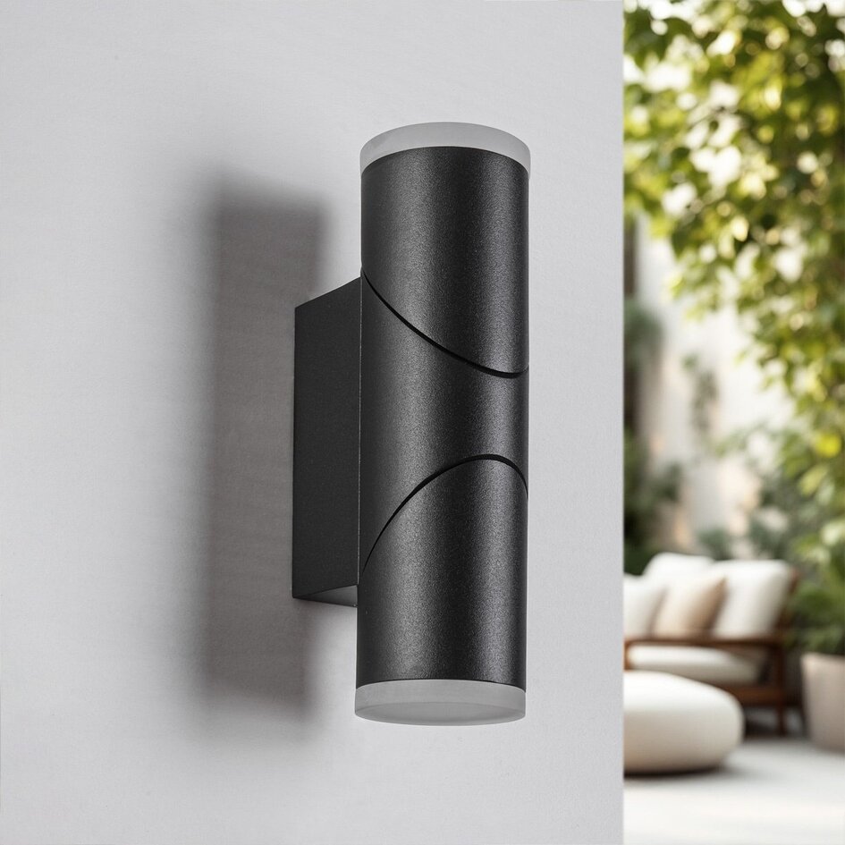 Verstelbare ronde buitenwandlamp Tess - zwart