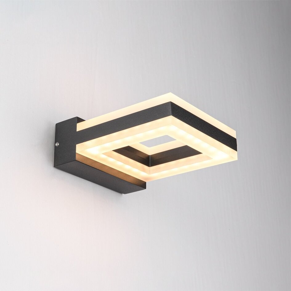 Applique murale extérieure carrée Nori - noire avec LED intégrée