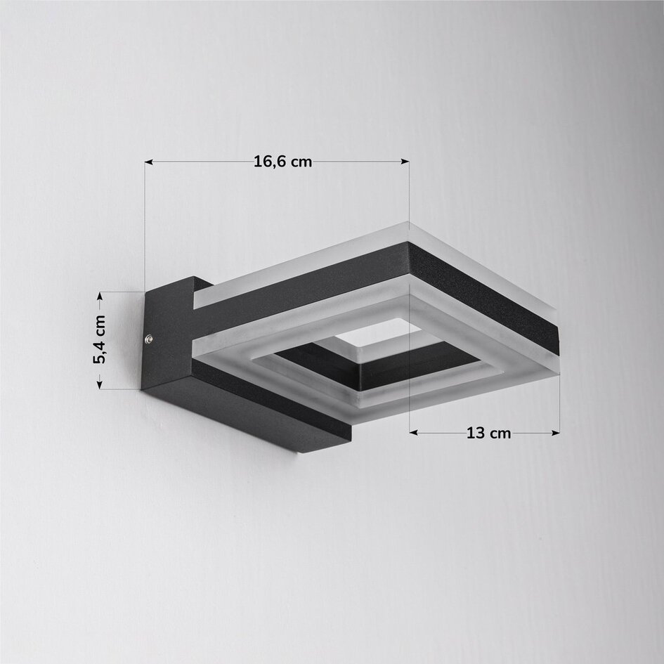 Applique murale extérieure carrée Nori - noire avec LED intégrée