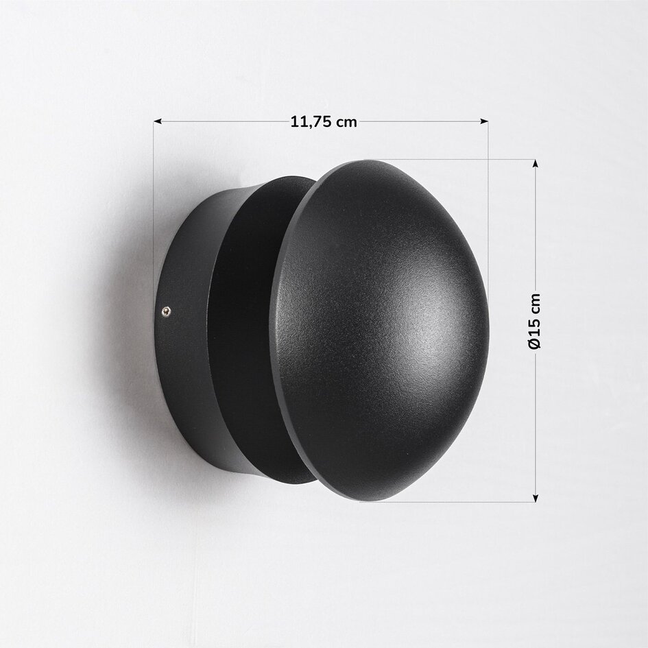 Applique murale extérieure ronde orientable Liv - noire avec LED intégrée