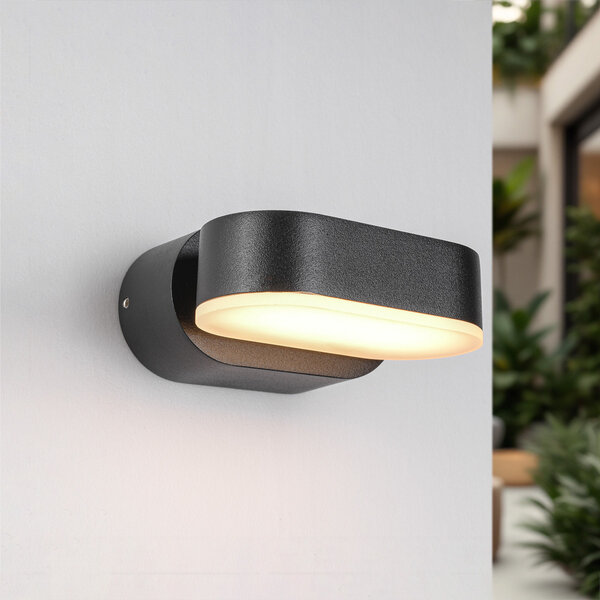 Draaibare muurlamp Isabelle - zwart met geïntegreerde LED