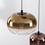 3-lichts hanglamp Kafei met LED, 3-staps dimbaar en glazen kappen in goud, smoke en koper