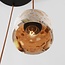 3-lichts hanglamp Lito met terrazzo effect en hout