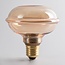 Ampoule à filament UFO E27 4W dimmable, Ø10 cm, 1800K, verre ambré avec anneau horizontal