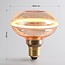 Ampoule à filament UFO E27 4W dimmable, Ø10 cm, 1800K, verre ambré avec anneau horizontal