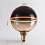 Dimbare 4W filament lamp E27, 1800K, amber en smoke glas met horizontale ring Ø13 cm