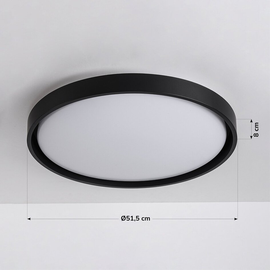 Plafonnier LED Ricardo 3-step dimmable Ø51,5 cm - noir