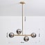 Suspension Asun 4 lumières en verre fumé à effet miroir - doré