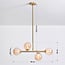 Suspension Asun 4 lumières en verre ambré - doré