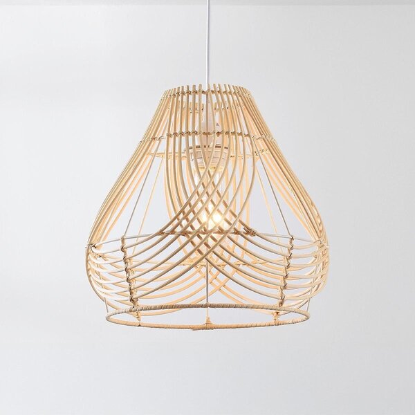 Lampe suspendue en rotin Kima avec abat-jour naturel tressé