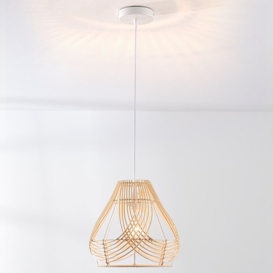 Lampe suspendue en rotin Kima avec abat-jour naturel tressé