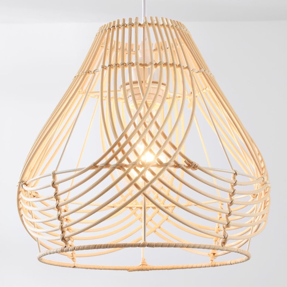 Rotan hanglamp Kima met gevlochten, natuurlijke kap