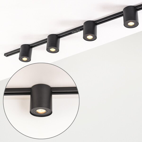 Kit rail monophasé de 1,5 mètre et spots Zylo, noir