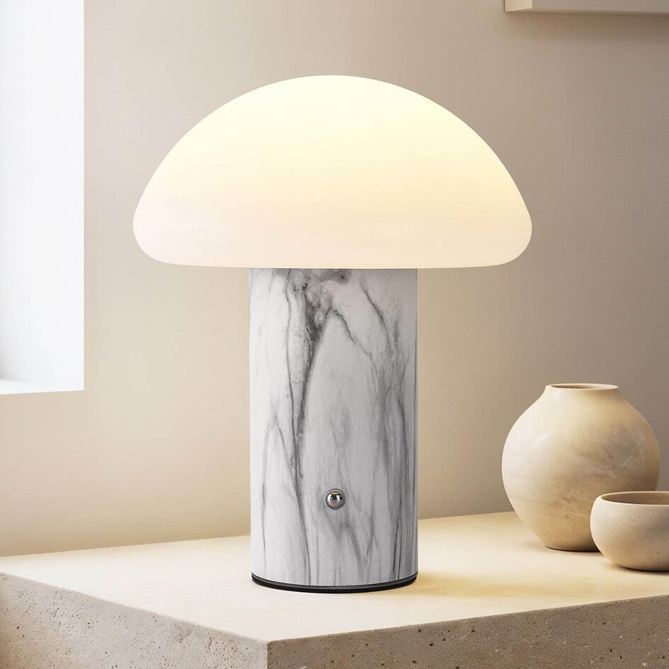 Lampe champignon moderne Vesta avec variateur tactile et température de couleur réglable - lampe de table rechargeable