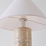 Lampe de table Japandi Table avec pied en travertin optique et abat-jour en lin