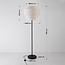 Moderne vloerlamp Zhuo zwart met linnen kap