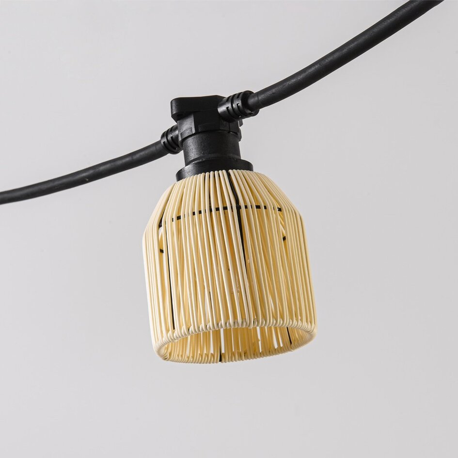 Capot pour guirlande lumineuse aspect rotin - beige sable