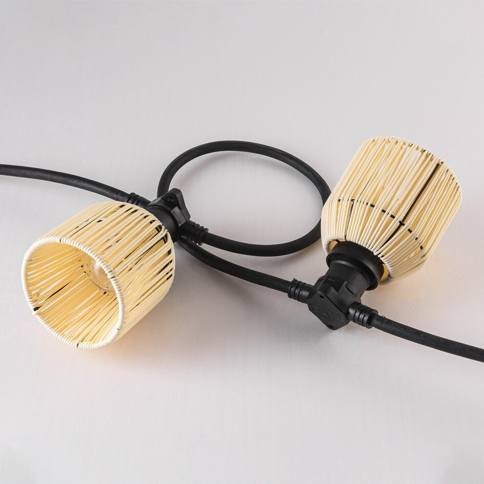 Capot pour guirlande lumineuse aspect rotin - beige sable