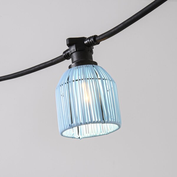 Capuchon pour lampadaires aspect rotin - bleu clair