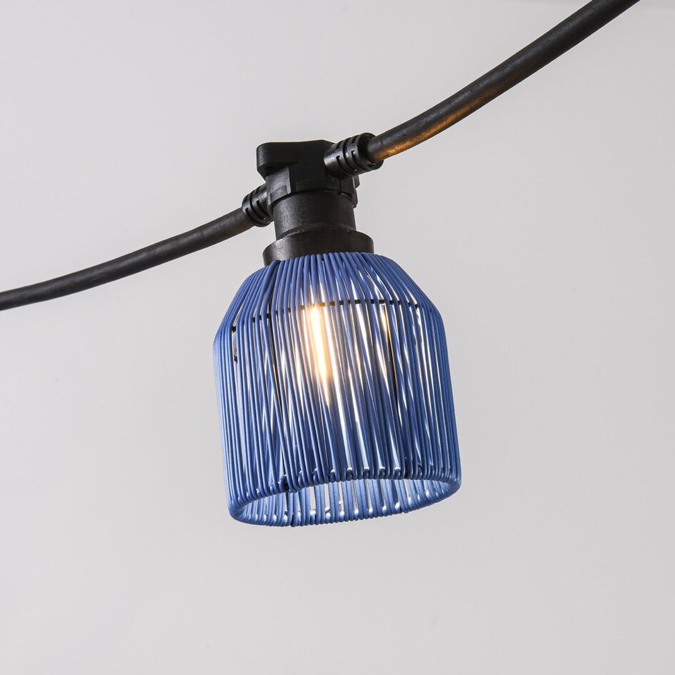 Capuchon pour lampadaires aspect rotin - bleu foncé