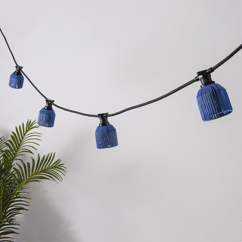 Capuchon pour lampadaires aspect rotin - bleu foncé