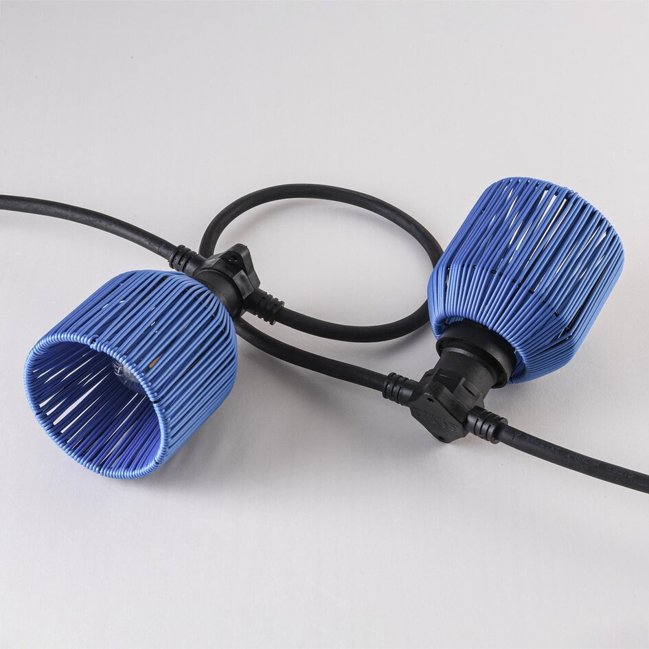 Capuchon pour lampadaires aspect rotin - bleu foncé