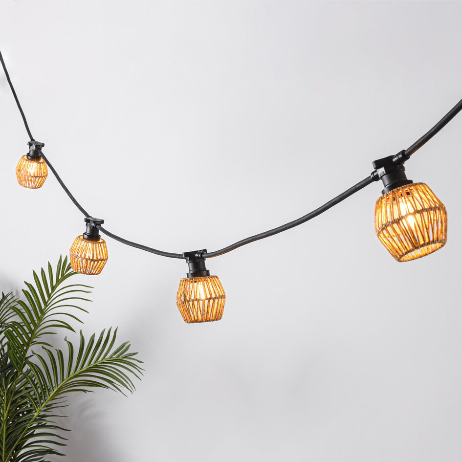 Capuchon pour lampadaires aspect rotin - jaune-brun mélangé