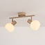Draaibare plafondlamp Phiene met twee melkwitte glazen kappen - beige