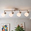 Plafonnier moderne Pela en verre blanc laiteux avec quatre spots orientables - beige