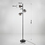 Lampadaire noir avec verre gris fumée à effet miroir, 3 lumières - Jesse