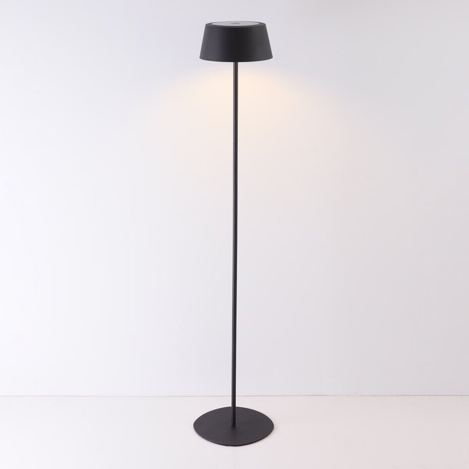 Lampadaire Rivet avec liseuse solaire rechargeable - noir