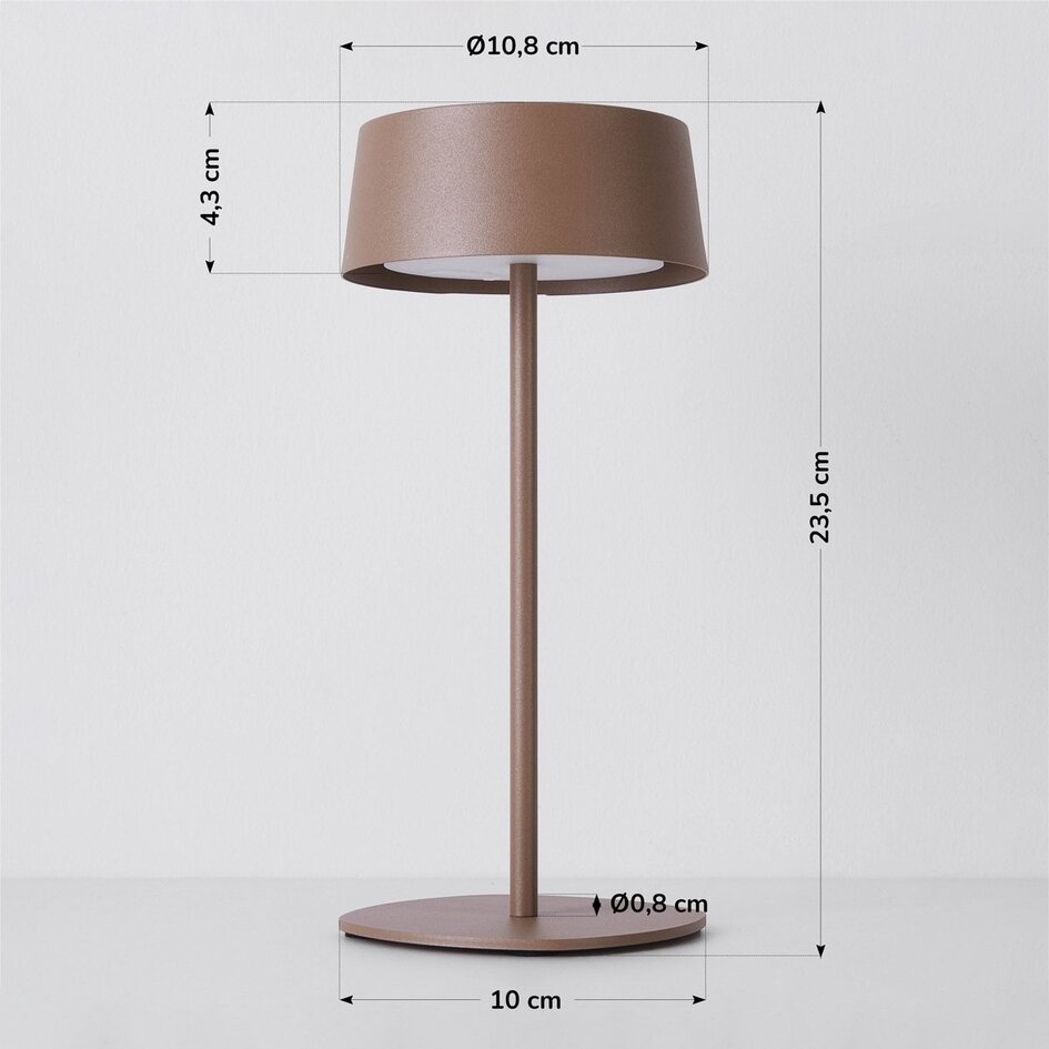 Lampe à poser rechargeable Auris taupe avec LED intégrée à intensité variable
