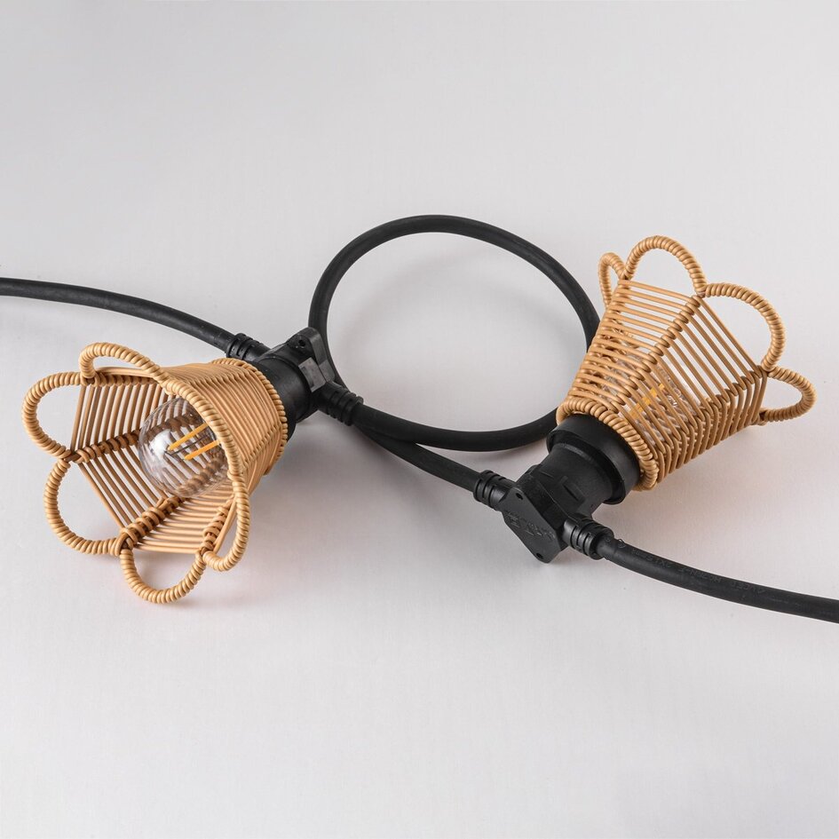 Capuchon pour lampadaires aspect rotin - couleur bois