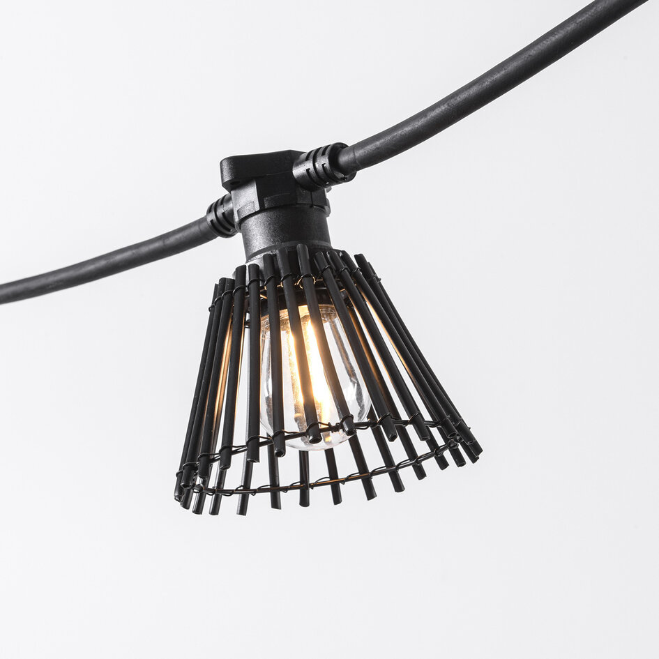 Capuchon pour guirlande guinguette aspect rotin - noir