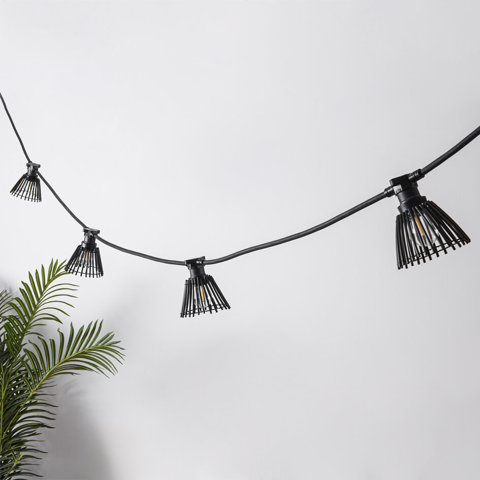 Capuchon pour guirlande guinguette aspect rotin - noir