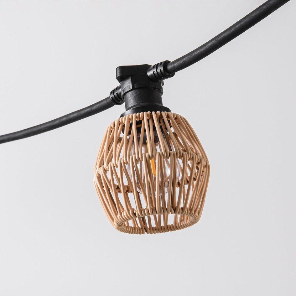 Capuchon pour guirlande guinguette aspect rotin clair