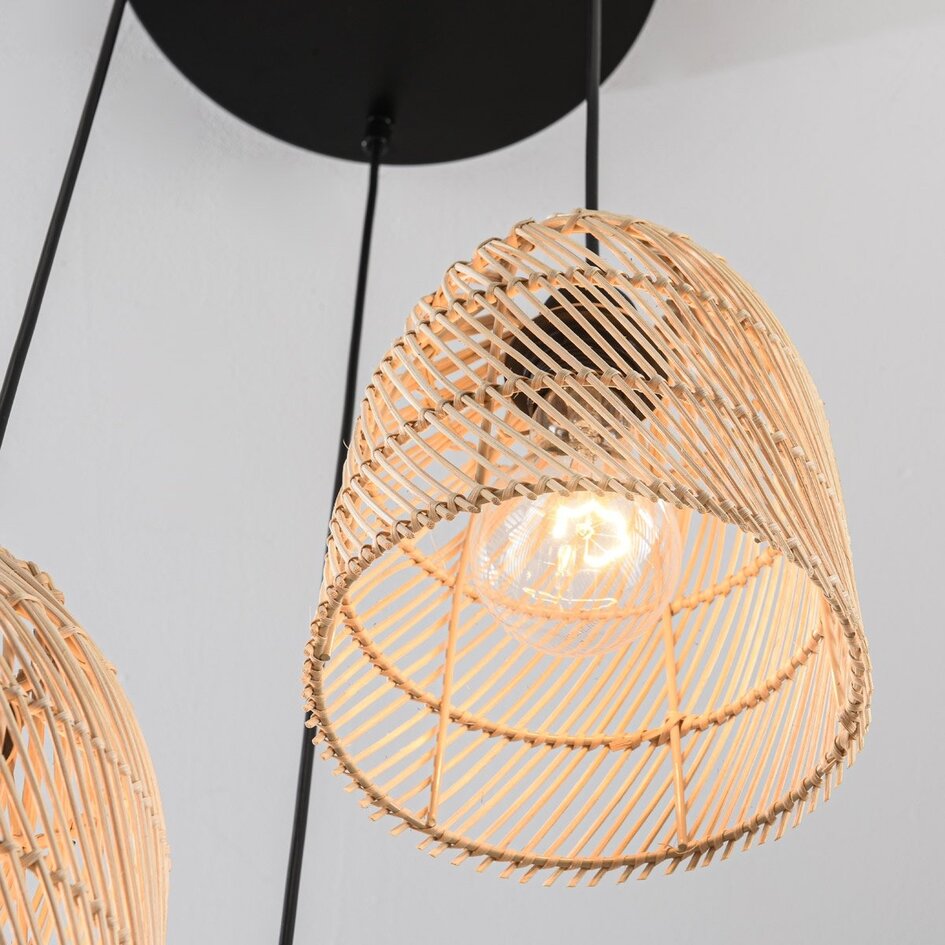3-lichts hanglamp van handgevlochten rotan - Ayla