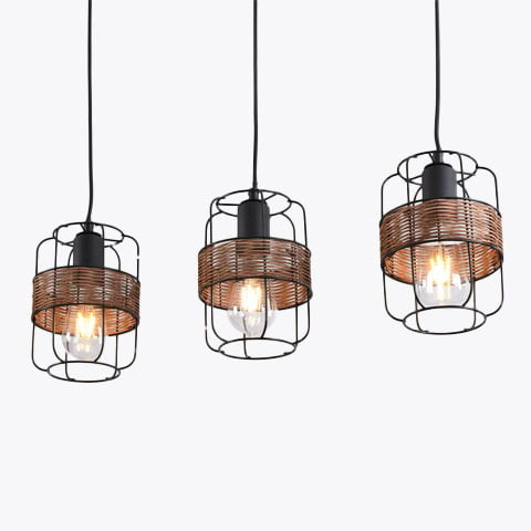 Lampe suspendue en rotin