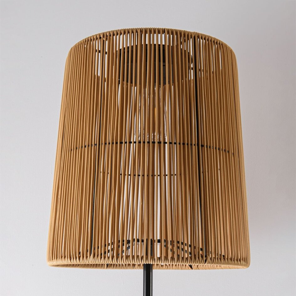 Solar staande lamp Elyra met rotan-look kap - zwart met natuurlijk bruin