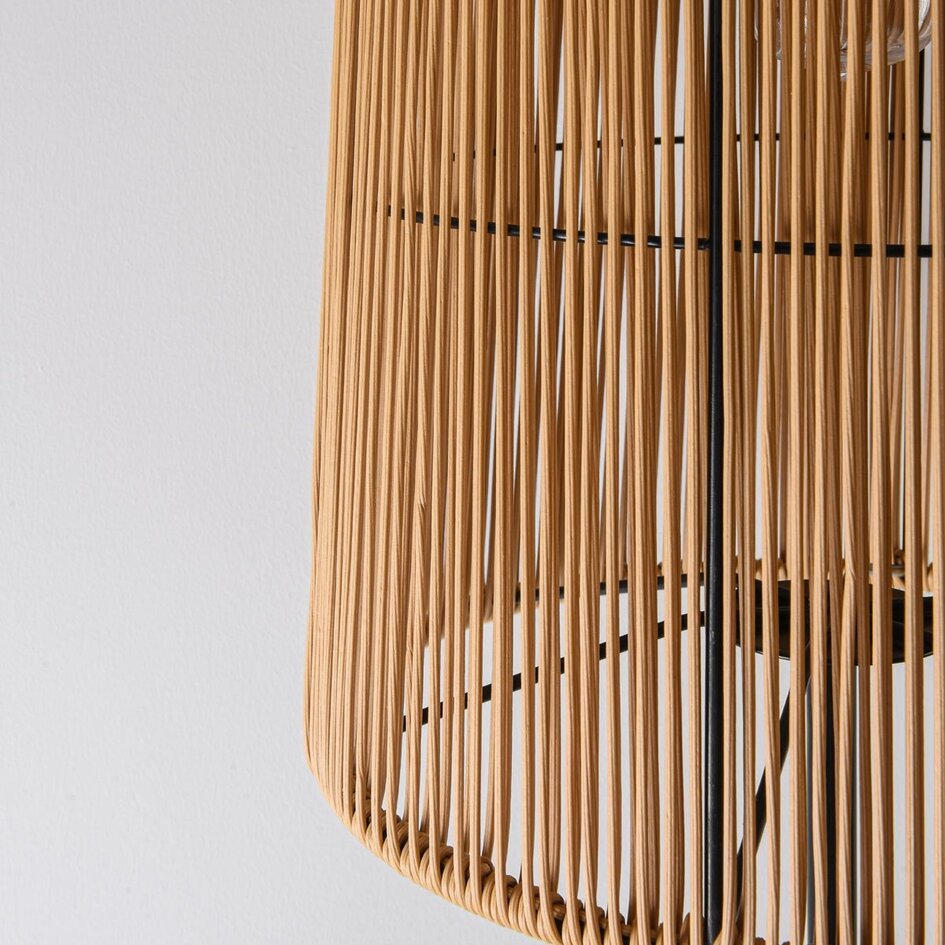 Solar staande lamp Elyra met rotan-look kap - zwart met natuurlijk bruin