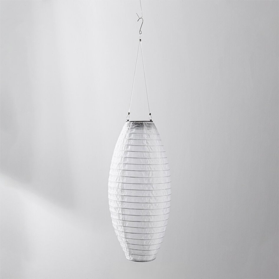 Lampion solaire Pyra - suspension solaire en nylon blanc