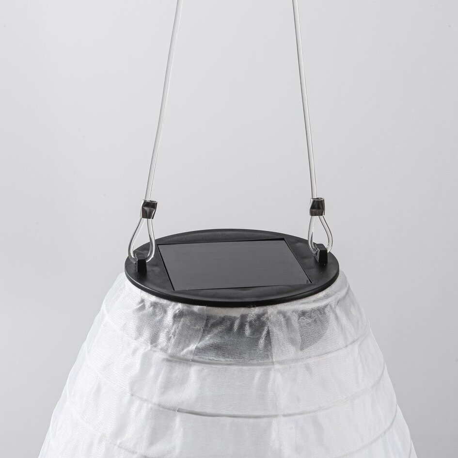 Lampion solaire Pyra - suspension solaire en nylon blanc