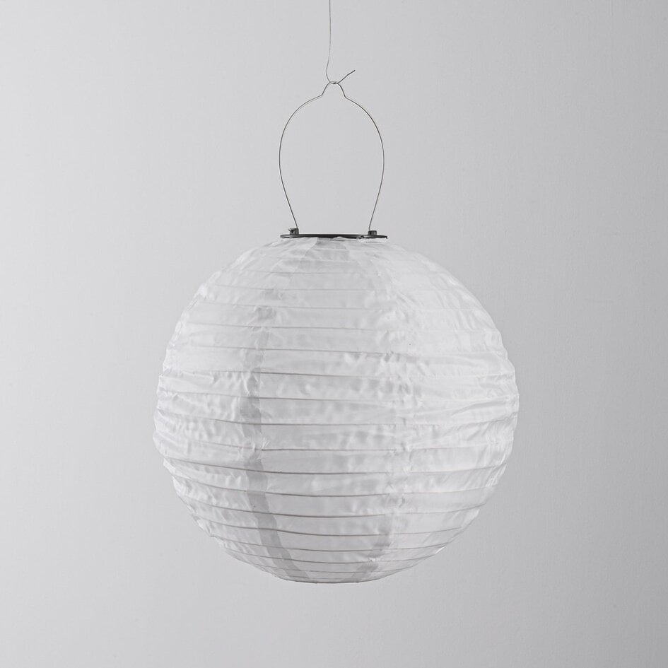 Lampion solaire Kalor - suspension en nylon blanc, diamètre 30 cm