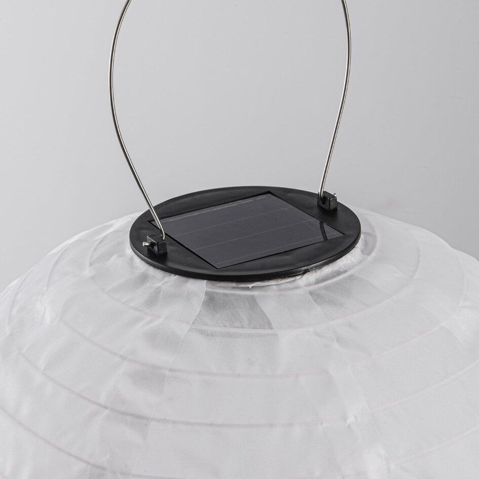 Lampion solaire Kalor - suspension en nylon blanc, diamètre 30 cm