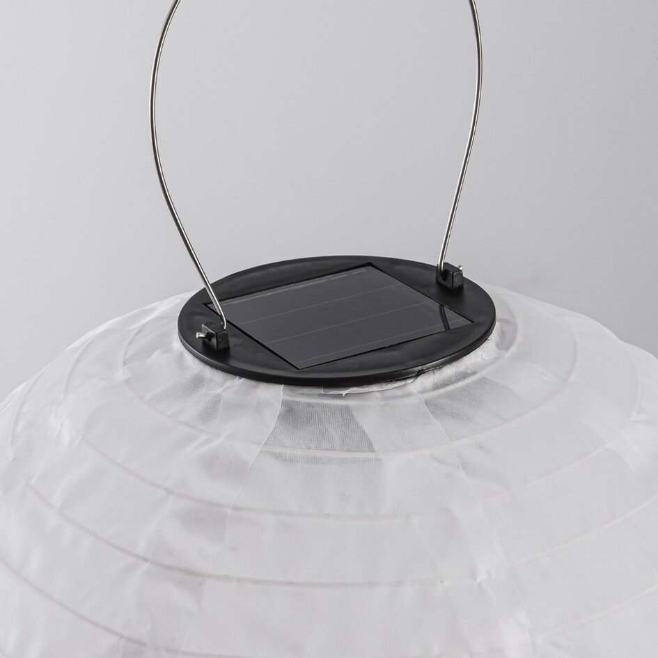 Solar lampion Kalor – hanglamp op zonne-energie van wit nylon Ø30 cm