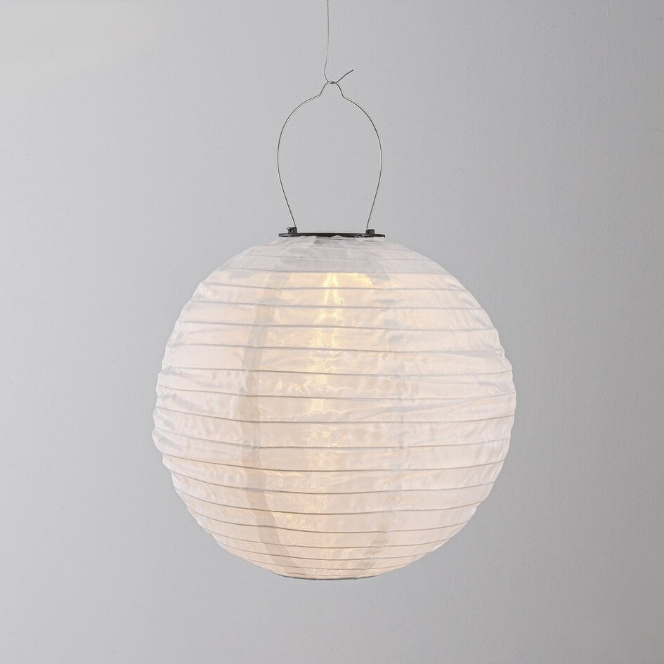 Lampion solaire Kalor - suspension en nylon blanc, diamètre 30 cm