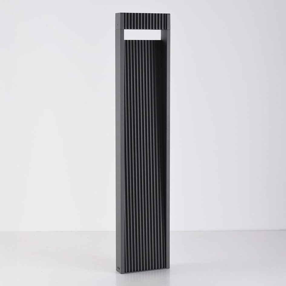 Lampe d'extérieur sur pied Andrew striée anthracite à LED - 80 cm