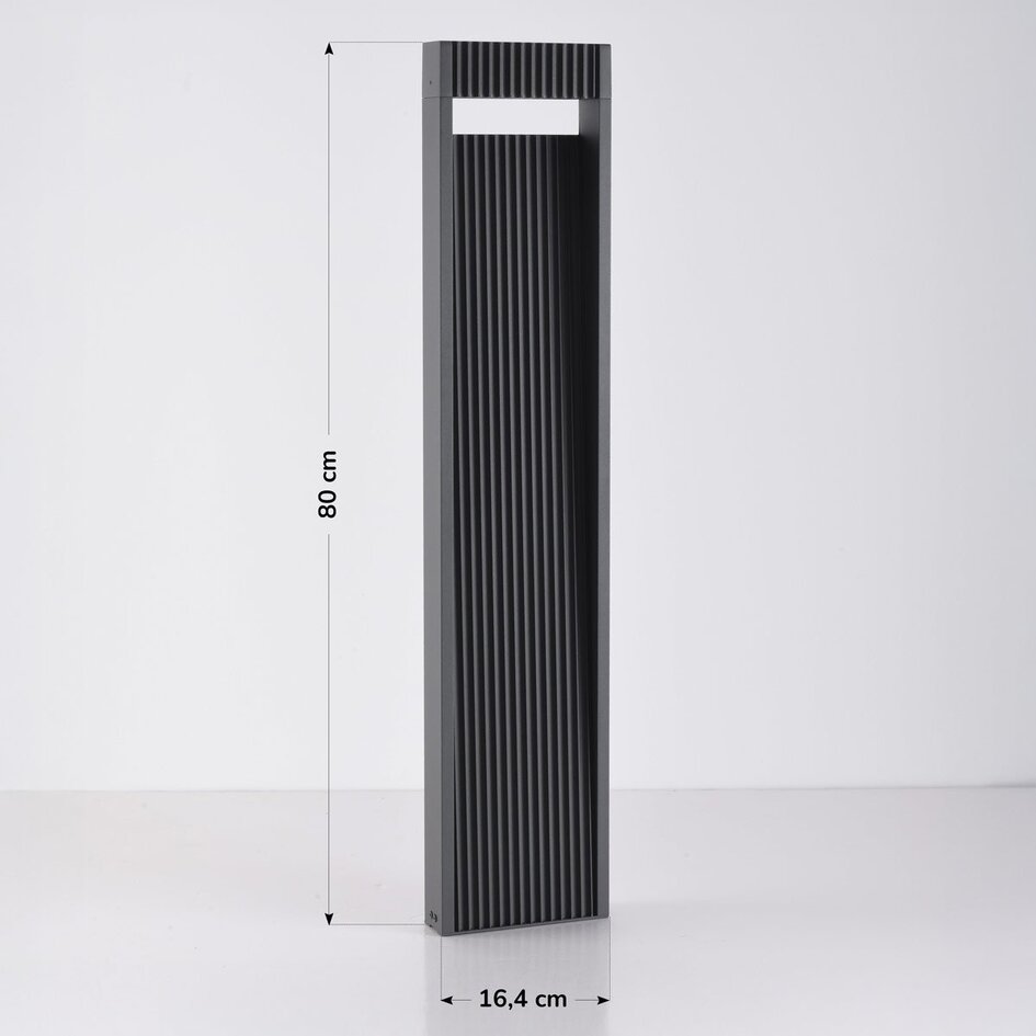 Lampe d'extérieur sur pied Andrew striée anthracite à LED - 80 cm